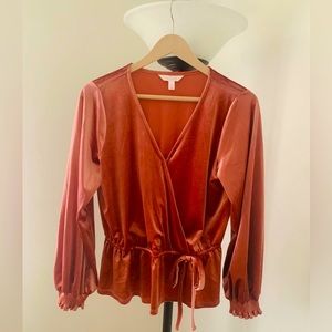 LC Lauren Conrad Velvet Volume Sleeve Wrap Top